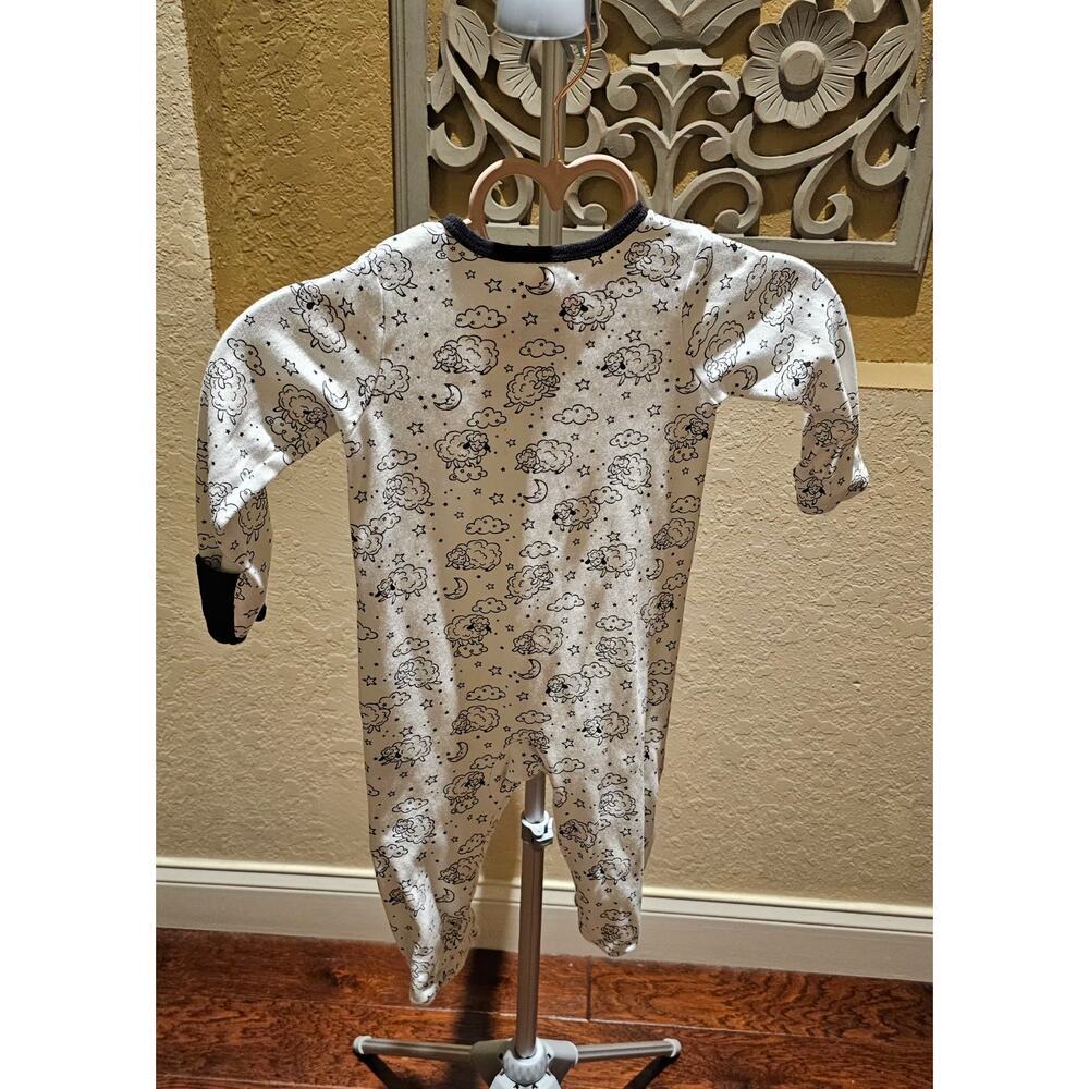 Wonder Nation Baby 6-9M Sheep Print Footed Sleeper Cotton Neutral Sleepwear - Picture 4 of 10